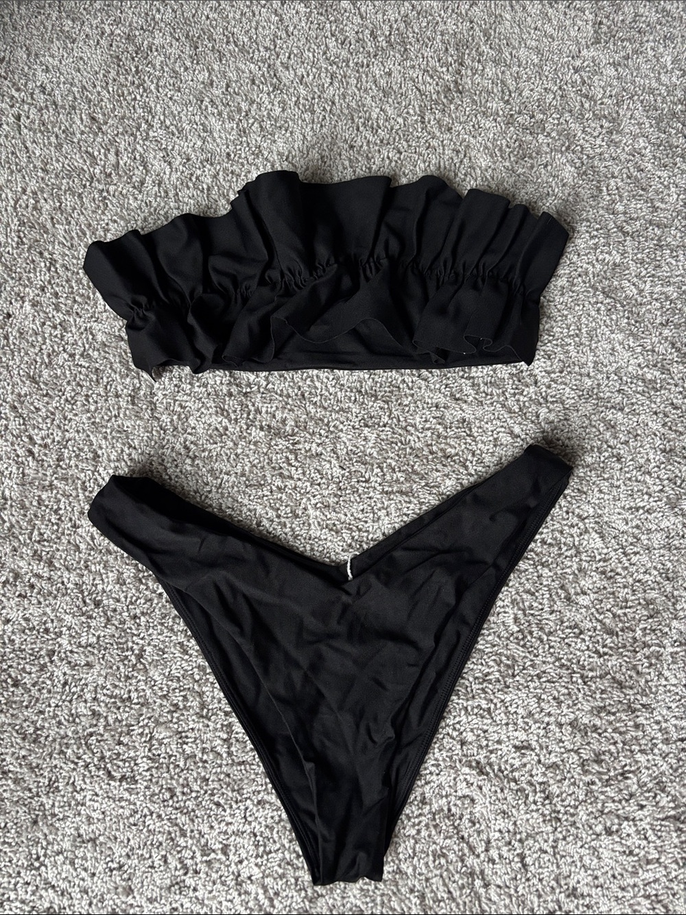 REVOLVE Black Ruffled Bandeau Bikini Set